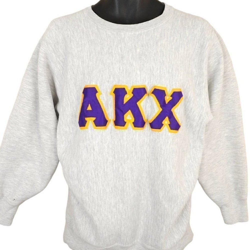 Alpha Kappa Chi Fraternity Sweatshirt Mens Size Large Vintage 80s Reverse Weave